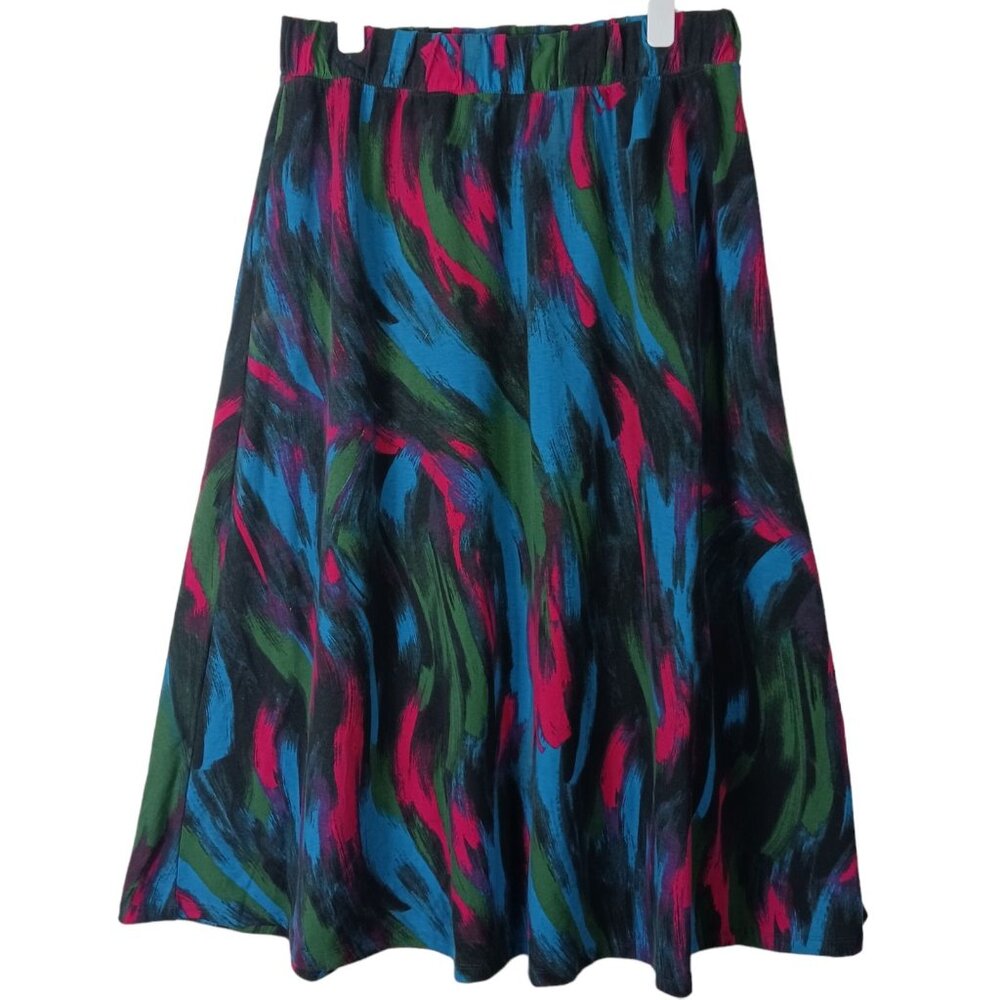 Vintage 80s Abstract Print Maxi Skirt Womens XL Petite Maximalist Psychedelic